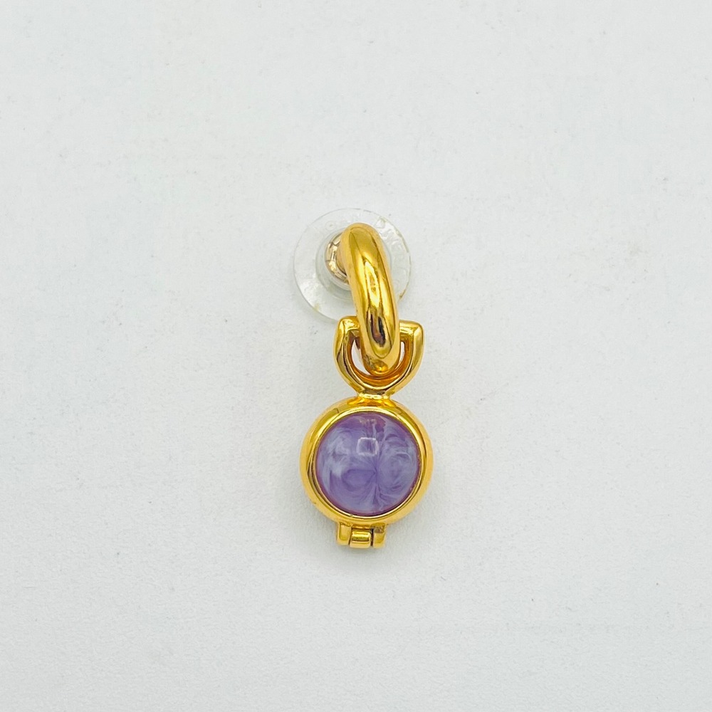 Joan Rivers Vintage Gold Tone Purple Cabochon Single Drop Earring Replacement